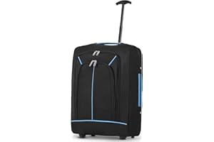 ESSENTIALS2PUBLIK 35L Cabin Trolley Bag Travelling Luggage, Lightweight 50x35x20cm Multi-Pocket Hand Luggage Suitcase with Wheels Telescopic Handle, Size Approved for Ryanair, EasyJet, British Airways (Blue-Black)