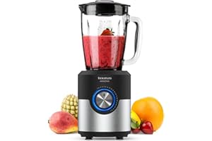 Taurus Amazing - Batidora de vaso JB1200XC, 1200W, Jarra de cristal de 175L, 5 velocidades + Turbo, Profesional con cuchillas de 6 hojas, Pica hielos, Acero Inoxidable, Apto lavavajillas