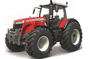 Bburago Die-Cast MASSEY FERGUSSON 8740S TRACTOR - Replica Collectible Toy Model - 1:50 Scale, Red