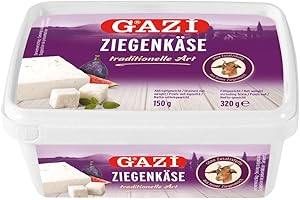 HYMOR Gazi Fromage de chèvre de type traditionnel – 1 récipient de 150 g – Fromage de chèvre fin de Grèce dans un récipient refermable, vieilli en saumure, 50 % de matières grasses, soigneusement fabriqué