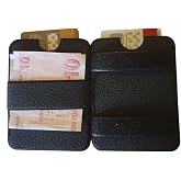 CS-68- Sihirli Kartlık C&uuml;zdan Suni Deri Kağıt Para B&ouml;lmeli Siyah
