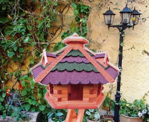Vogelhaus -Holz Nistkästen & Vogelhäuser- Futterstation aus Holz, Futterhaus Holz BG60r-gGMS mit Ständer - 2