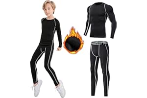 HZSK Thermounterwäsche Kinder Fußball Funktionsunterwäsche Kinder Atmungsaktiv Schnell Trockend Sportunterwäsche Kinder Fussball Thermal Skiunterwäsche