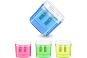 SKAAISONT Pack of 4 Pencil Sharpeners with Container Sharpener with Tin Pencil Sharpener Double Sharpener Children's Pencil Sharpener for School Office Children Students