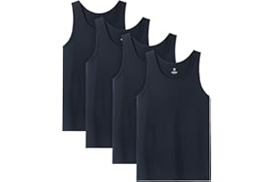 LAPASA Men's Vests 4 Pack Cotton Tank Tops Sleeveless Plain Essential Light Undershirts M36