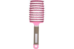 ZKMAGIC Romacci Escova de cabelo curvo com cerdas de javali escova de massagem para desembaraçar o cabelo para mulheres