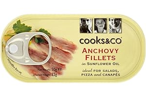 Cooks & Co Anchovy Fillets in Sunflower Oil (50g) - Pack of 2
