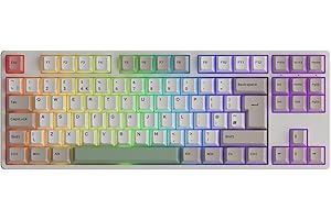 Akko 5087B Plus 9009 Retro Mechanical Gaming Keyboard Multi Modes (BT5.0/2.4Ghz/Type C) Compact Keyboard with 5 Pin Hot Swappable, PBT Double Shot Cherry Keycaps, UK Layout Programmable Macros