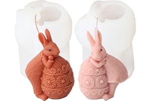 ‎SKEADEX 2 Stück Osterhase Silikonform, Ostern Hase Silikonformen Gießformen, Ostereier-Hase-Silikonform, Gießform Hase Kerzenform, Epoxidharz Formen, Osterhase Silikonform for Gips,Sojawachs Kerzen, Seife