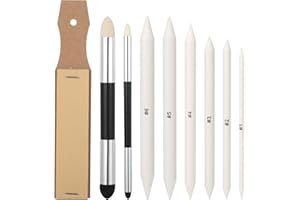 SLIVERDEW 9 Stück Papierwischer Set, 8 Verschieden Papierwischer Bleistift um Zeichnen Blending Stümpfe Radiergummi Stift Skizze Zeichenwerkzeuge für Abwischen, Korrigieren, Kunst, Zeichnen, Künstler, Basteln