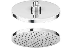 Taps2Traps® Chrome Round 200mm Overhead Shower Head with Anti-Limescale Nozzles + Swivel Joint