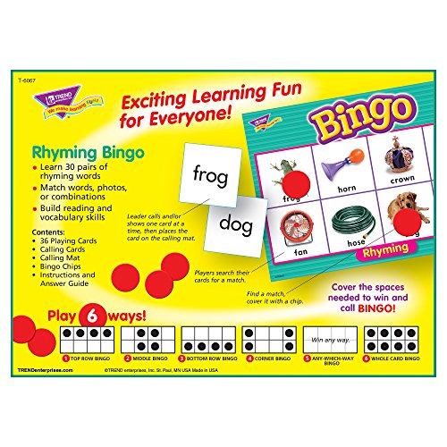 Fun to Know 36-Piece 333 g Rhyming Learning Bingo Games, White