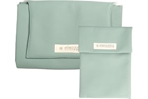 MIMUSELINA Set Fasciatoio Portatile Neonato e Porta Pannolini | Fasciatoio Impermeabile Pieghevole in Similpelle | Accessori Neonato per Viaggio e Passeggiate | Realizzato a Mano in Spagna