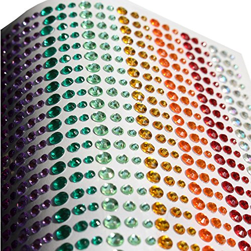 IZOKEE 15 Farbe 3 Größe Strass Aufkleber Acryl Schmucksteine, 900 Stück 3mm 4mm 5mm Strasssteine Selbstklebend Sticker für DIY, Scrapbooking, Basteln, Nagel - 3