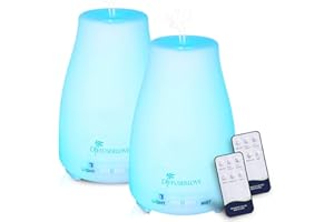 Diffuserlove Luftbefeuchter Aroma Diffuser 200 ml ätherisches Öl Diffuser Fernbedienung 2 StückUltraschall-Luftbefeuchter BPA-frei Aromatherapie-Diffusor mit 7 Farben LED-Lichtern