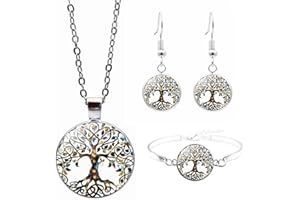 TSLRSA- 1 Set Lebensbaum Halskettenanhänger, Lebensbaum Armband, Lebensbaum Ohrringe, Schmuck Geschenkset für Freundin, Frau, Schwester