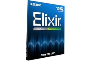 Elixir Struny do gitary elektrycznej, stal niklowana z powłoką Optiweb, najdłuższy dźwięk, komfortowe w dotyku, zestaw 6 strun, lekkie/ciężkie 10-52