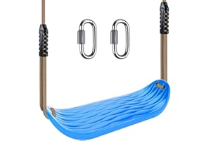 SELEWARE Garden Games Schaukelsitz aus robustem Set mit 2,4 m langem verstellbarem Seil und 2 Karabinern, Robustes schaukel Outdoor Garten schaukel Weiches Gummi blau