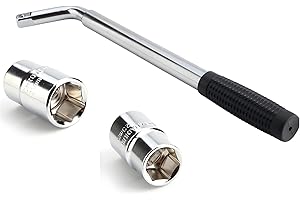 JF HOME BLISS Telescopic Wheel Wrench for Car Van Truck Tyre Nut Wrench with 17/19mm & 21/23mm Sockets Heavy-Duty Chrome Vanadium Steel Emergency Breakdown Tool