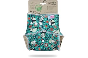 ‎PETIT LULU Petit Lulu One Size Höschenwindel (5-16 kg) Druckknöpfe | Fluffy Organic | Bambus natürliche wiederverwendbare Stoffwindeln | Ohne Polyester (Panda)