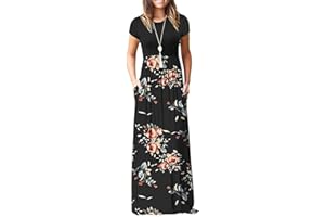 HAOMEILI Women's Casual Long/Short Sleeve Maxi Dress W/ Pockets