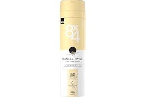 8X4 Vanilla Twist dezodorant w sprayu, o zapachu pudrowej wanilii, zmysłowy dezodorant bez aluminium (ACH) z niezawodną ochroną 48 h (150 ml)