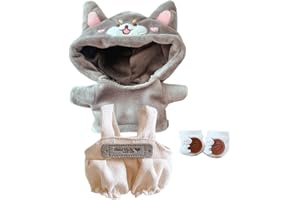 niannyyhouse Combinaison à capuche en velours côtelé pour chien - 20 cm - Figurines rembourrées - Jouets et accessoires de vêtements (gris)