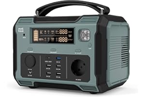 Minthouz 500W Tragbarer Powerstation,484Wh Mobile Stromversorgung Generatoren, Mobiler Stromspeicher mit 500 W (Spitze 1000 W) AC Steckdosen und LED-Taschenlampe für Notausfälle/Camps/Wohnmobile/Reise