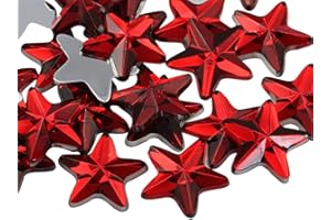 Allstarco Star Rhinestones Embelishments 15mm Flat Back Acrylic Plastic Gems for Jewelry, Crafts, Costumes, Invitations, Cosplay - 35 Pieces (Red Ruby H103)