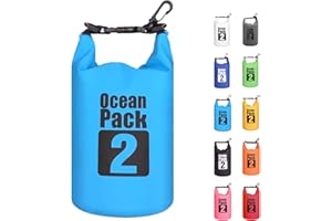 MORAINJAY 2L Wasserdichter Beutel, Himmelblau Dry Bag 2L/5L/10L/15L/20L/25L/30L Wasserdicht, Schützt Telefon, Roll Top wasserdichte Tasche Rucksack Packsack Seesack für Schwimmen/Rafting/Bootfahren