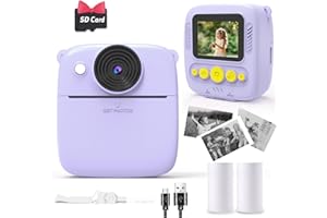 NUOTUN Sofortbildkamera Kinder – 8-facher Digitalzoom 2,0 Zoll (5,0 cm) Display, Digitalkamera für Kinder mit Druckpapier & Karte, Geschenk für Jungen & mädchen von 3 bis 12 Jahre (lila)