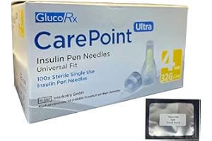 Glucorx Carepoint Ultra Pen Tips 32G x 4 mm (100 Pcs/Box) + Free Tetra-Sole Travel Pouch
