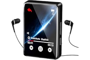 WODGREAT Bluetooth 5.2 MP3 Player, 32GB Ultra Slim Music & Digital Audio Player with Earphone, Built-in HD Speaker, Support FM Radio, Voice Recorder, Ideal for Sport-Up to 128GB Expandable Storage