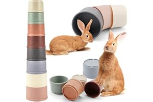 Wivico Stacking Cups,Rabbit Toys,Bunny Toys,Rabbit Boredom Breakers,Rabbit Accessories,BPA-Free Toys for Small Animals,Hamster Toys,Guinea Pig Toys,Rat Toys,Chinchilla Toys(Morandi Colour)