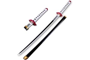 LIUD Samurai Sword Tomioka Giyuu Demon Slayer Cosplay Handmade Wooden Sword Katana Sword For Anime Lovers 41 Inch Bamboo Knife Halloween Props Birthday
