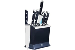 Tefal EverSharp Pro 6-Pc Knife Set, Knife Block with Integrated Automatic Sharpener, 5 Knives, Scissors, Lasting Sharpness, German Stainless Steel, Ergonomic Handle, Gift for Him/Her, K297S744