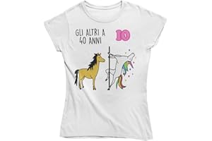 Vulfire Maglietta da Donna Idea Regalo per Compleanno, Regalo 40 Anni, Festa dei 40 Anni, quarant'anni t Shirt Unicorno