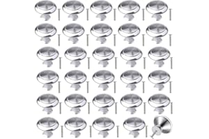 YUZHOU 30Pcs Kitchen Door Knobs Chrome Cupboard Knobs Silver Cupboard Handles Brushed Steel Cabinet Knobs Mushroom Drawer Knobs Round Pull Handles Cupboard Handles Door Handle Knobs for Furniture Wardrobes
