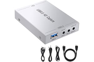 CAMWAY HDMI Video Audio Capture Card 1080P HDMI to USB 3.0 Live Game Capture, HDMI Input & Loop Out Port 60fps Full HD 1080P with 3.5mm Microphone Support for PS5 PS4 Windows Mac OBS Twitch Xbox Wii U