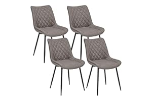 WOLTU Dining Chairs Set of 4 Counter Kitchen Chairs Lounge Leisure Living Room Corner Chairs Dark Grey Leatherette Reception Chairs with Backrest and Padded Seat