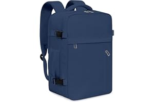 KIRFEIHT Mochila Viaje Avion 40x20x25cm para Ryanair - Ordenador Portátil 14 Pulgadas Maletas de Cabina Pequeña 20L Equipaje de Mano para Escuela y Ocio - Azul