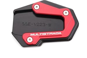 SNWDBH Motorrad-Ständerverlängerung, Fuß-Seitenständer-Vergrößerungsplattenpolster Für Ducati Multistrada V4S V2S V2 V4 S 2022-2024 Ständervergrößerer(Rot)