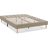 Aura Upholstered Base 150 x 190 cm Beige, Upholstered Slatted Base, 30 cm Height