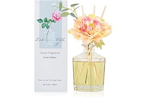 L'odeur Vill 250ml Difusor de con Flores/Lino Fresco/Ambientadores de Hogar, con 10 Palos difusores de Ambientador Varillas/difusor de Aromas/para Decoración de Baños y Estanterías.