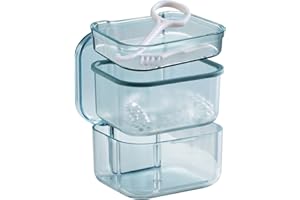 JUMRHFAN Boite à dentiers, Boite de maintien portable, Boite à fausses dents, Boite à dentiers pour le trempage des dentiers, Nettoyage complet des dentiers, Retainer, Clear Braces(Bleu)