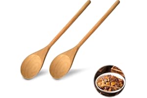 COKOOZOO 2Pcs Wooden Spoons for Cooking, Long Handle Wooden Spoons, Natural Wood Long Handle Round Spoons, Wooden Cooking Spoon, Cooking Spoon Wooden, for SoupCooking Mixing Stirrer Kitchen Tools Utensils