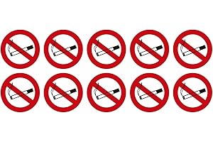 tradercat Adesivo di avvertimento vietato fumare – Adesivo di avvertimento per interni ed esterni con protezione UV, avvertimento/pericolo – con istruzioni (5 cm, set da 10)