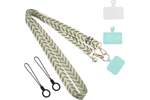 KeyQueen Cordon Telephone Portable Tour de Cou Téléphone Portable Universelle Dragonne avec 2 Patchs Réglable Collier Lanière en Bandoulière Compatibles avec Plupart des Smartphones en Nylon