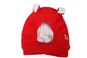 pawstrip Hundemütze Strickmütze Haustier Weihnachten Ohrenabdeckung für kleine mittelgroße große Hunde Warm Winter Katze Kostüm Zubehör Haube Welpen Kätzchen Häkelmütze Kapuze (Rot)