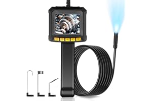 Endoscopio Cámara de Inspección, Moman EOS1 Industrial Boroscopio Tuberias 2.4 Pulgadas Pantalla IPS 1080P HD Cámara Endoscópica de Mano con 8 Luces LED Impermeable IP67 5M Cable Semirrígido